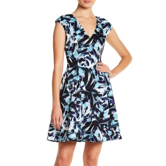 vince camuto cap sleeve fit and flare dress